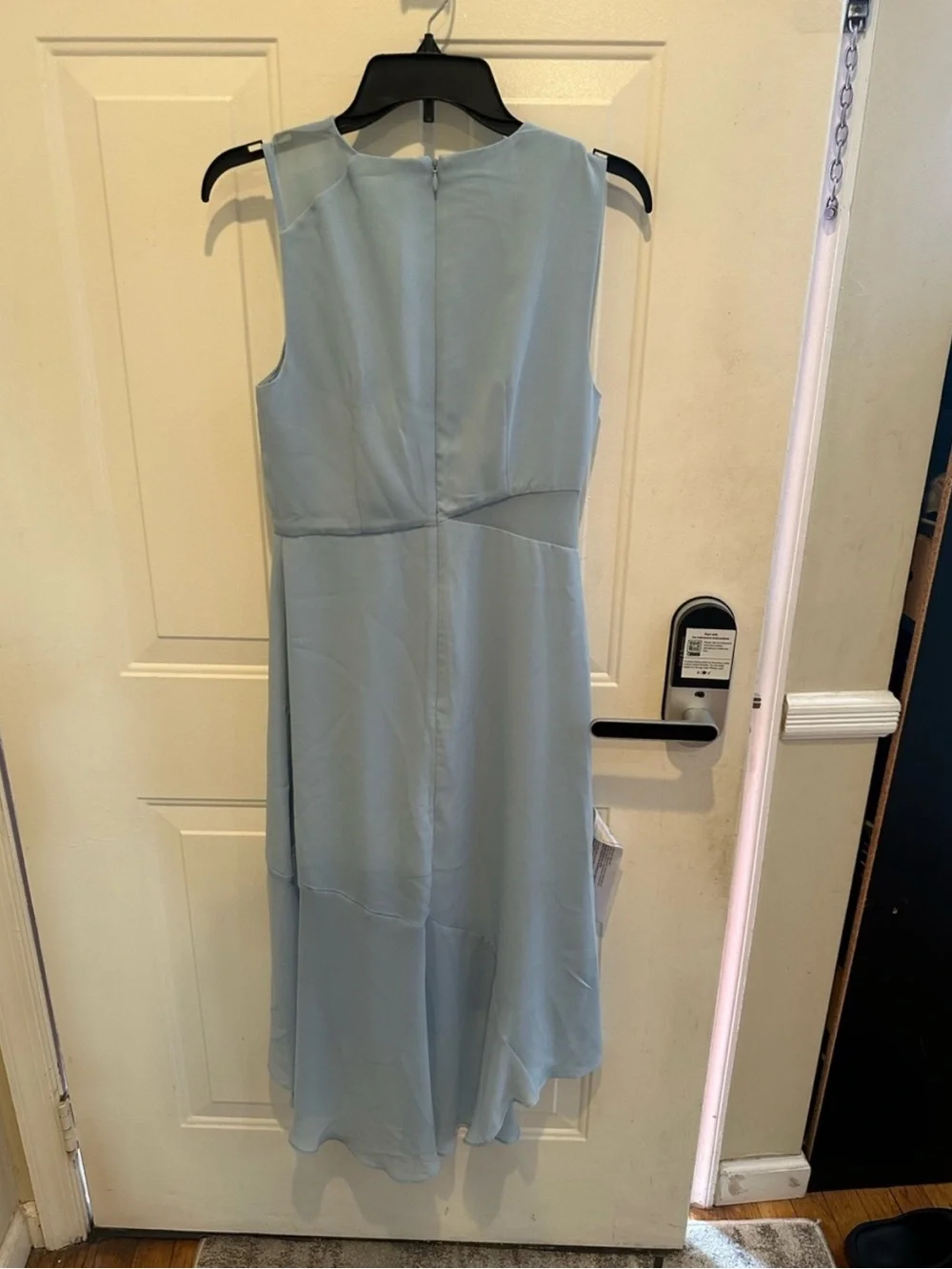 BCBGMaxAzria Light Blue Sleeveless Wrap-Style Mini Dress